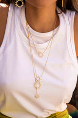 APM Monaco Sun Adjustable Double-Chain Necklace in Yellow Gold