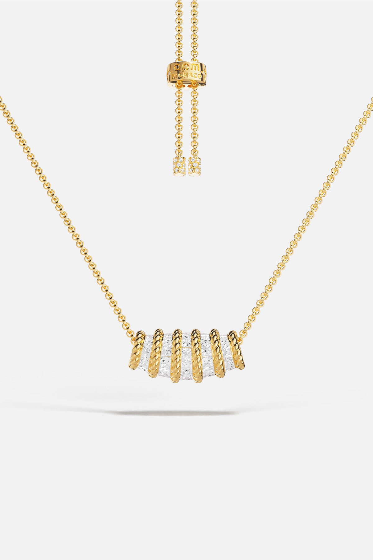 APM MONACO yellow gold torsade Adjustable Necklace with white stones