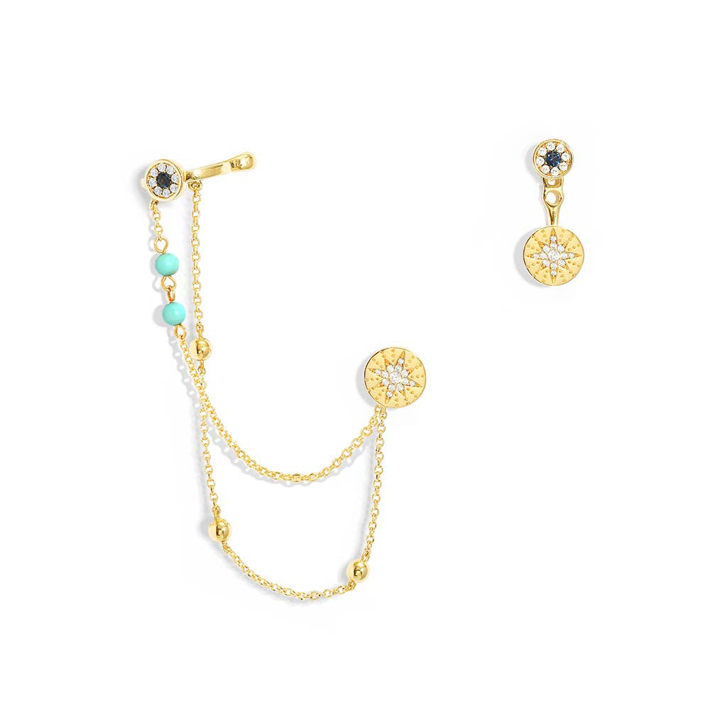 Asymmetric Embellished Météorites Earrings with Ear Cuff APM Monaco