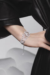 APM Monaco Statement Flower Adjustable Bracelet with Pearls in Silver