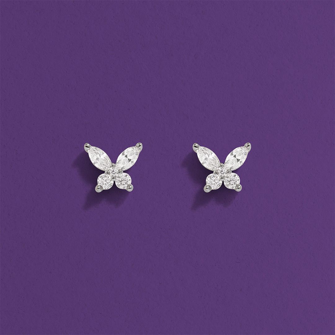 Butterfly Stud Earrings Silver APM Monaco