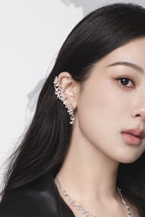 APM Monaco Single Flower Ear Cuff with Pearls in Silver