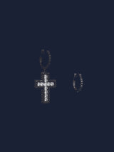 Pendientes cruz asimétrica negra