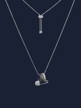 Verstellbare Halskette mit Sicherheitsnadel in Kaki und Blau