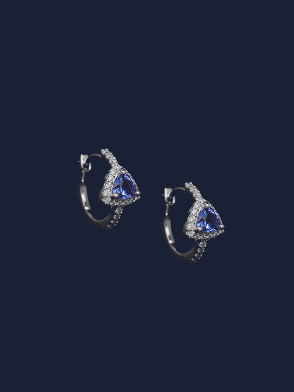 Blaue dreieckige Kreolen mit Pavé