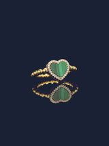 Malachite Heart Ring with Beads