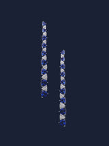 Boucles d'Oreilles Longues Triangle Bleu et Blanc