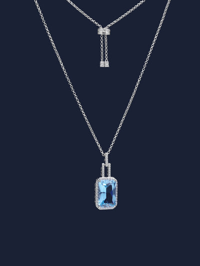 Statement Adjustable Necklace with Lagoon Blue Pendant | APM Monaco