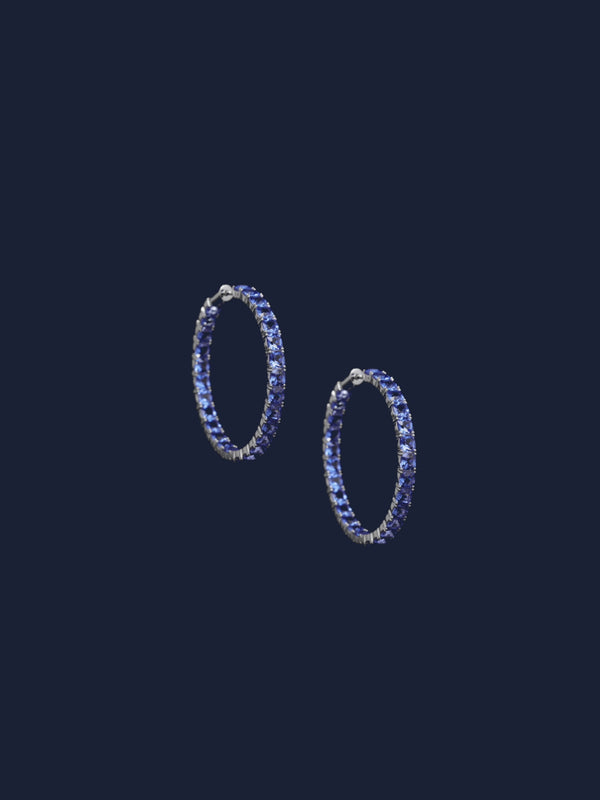 大號藍色方形環狀耳環