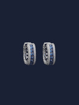 Blue Pavé Rectangle Hoop Earrings