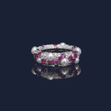 Fuchsia Pavé Ring with Pearls