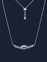 Lagunenblaue rechteckige verstellbare Halskette mit Pavé