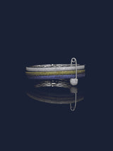 Bracelet Épingle à Nourrice Triple Anneau Kaki et Bleu