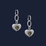 Khaki Heart Chain Earrings