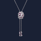 Verstellbare Halskette Disco in Fuchsia mit Perlen