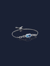 Pavé Lagoon Blue Rectangle Adjustable Chain Bracelet