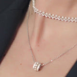 Collar ajustable con perlas Up And Down– plata