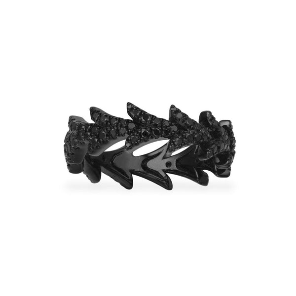 Ring mit Drachenschwanzmotiv – Silber in Schwarz 