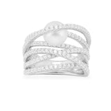Mehrreihiger Ring mit integrierter Perle – Silber