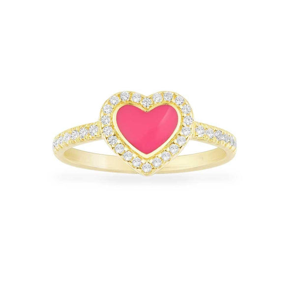 Ring mit neonpinkem Herz – Silber vergoldet