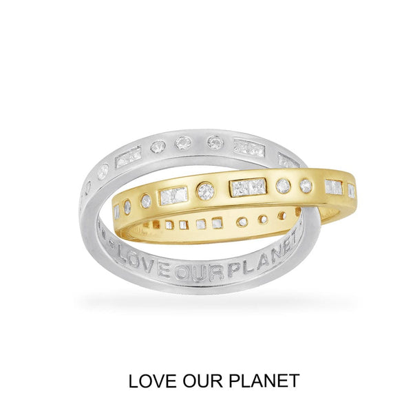 Doppelring LOVE OUR PLANET mit Morsecode