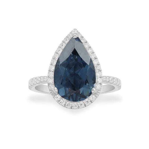 藍色梨形寶石密鑲戒指