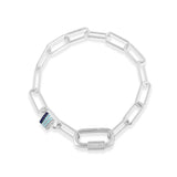 Bracelet Chaîne avec Anneaux Bleu Marine et Bleu Lagon - argent