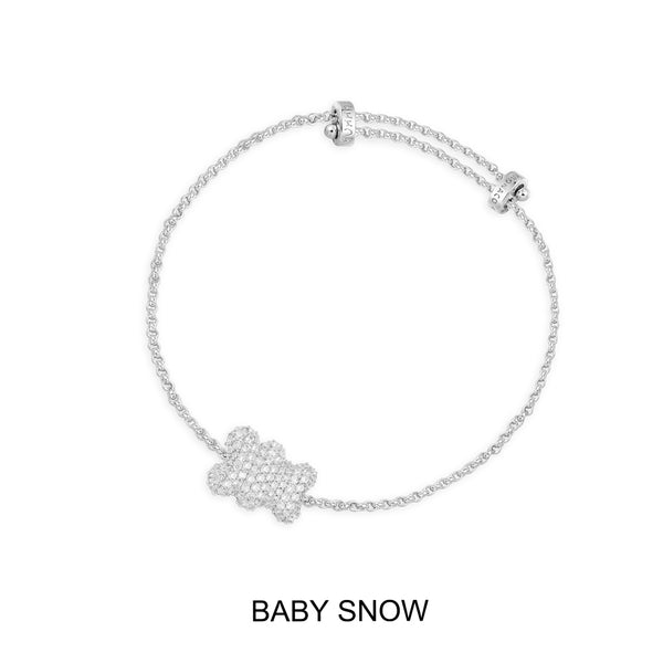Baby Snow Yummy bear可調節手鍊-銀白色