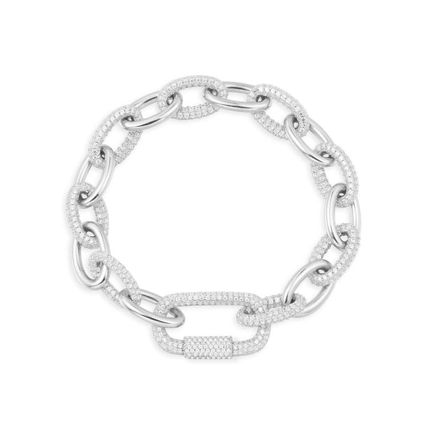 密镶链环手链-银白色