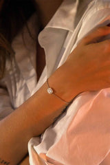 APM Monaco Pavé Square Adjustable Bracelet in White Silver