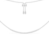 Adjustable Necklace with Paved Arched Pendant