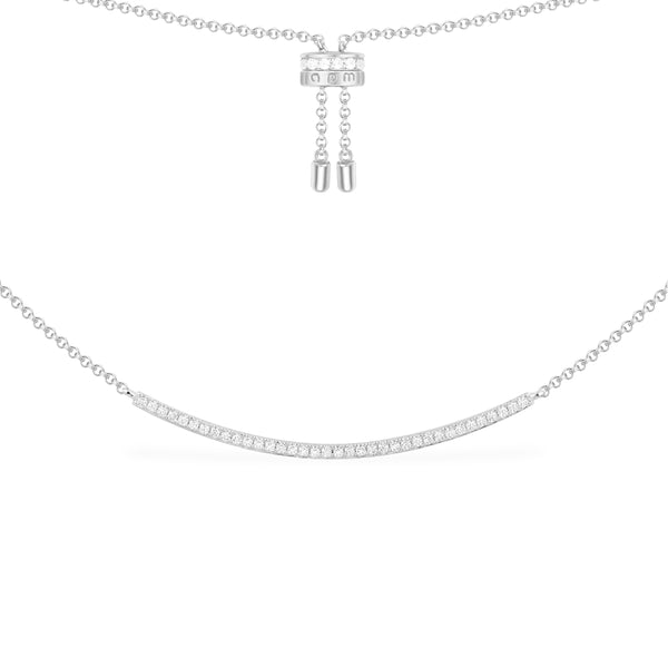 Verstellbare Halskette mit geschwungenem Anhänger mit Pavé – Silber