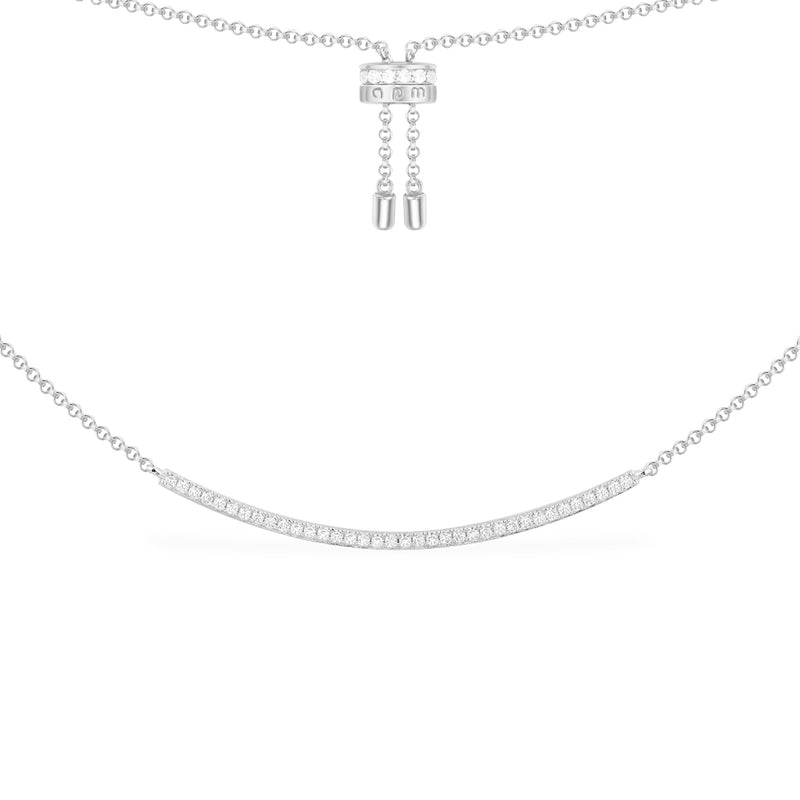 Adjustable Necklace with Paved Arched Pendant