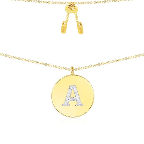 Collier Ajustable Alphabet-A - argent jaune