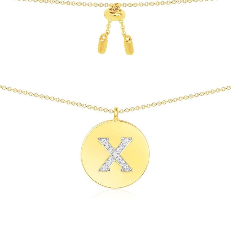 Collana regolabile con lettera dell'alfabeto A - argento giallo