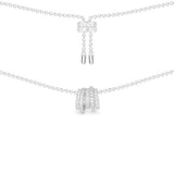 Verstellbare Halskette mit runden Elementen in Weiß – Silber