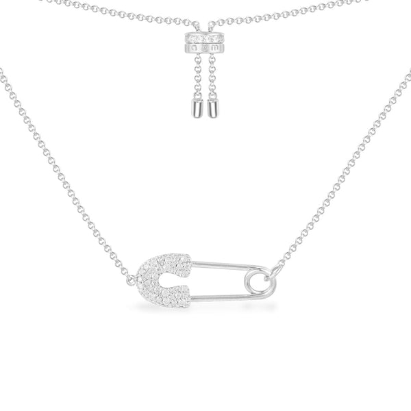Verstellbare Halskette mit Sicherheitsnadelmotiv – Silber