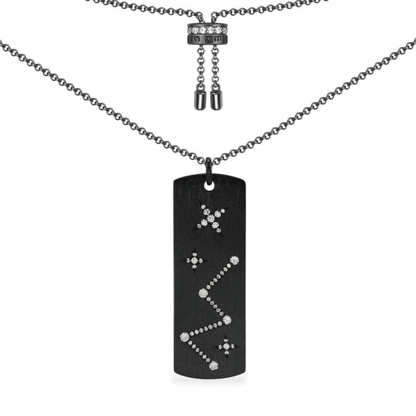 Verstellbare Constellation Halskette – Silber in Schwarz