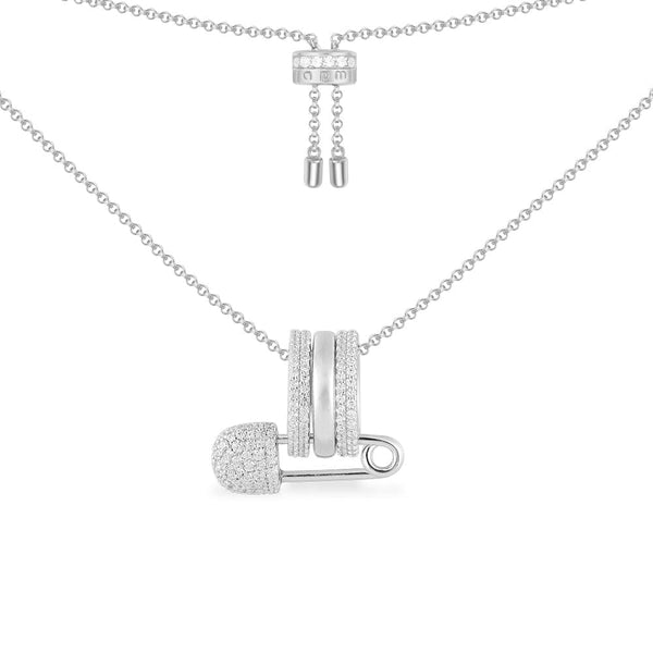 Verstellbare Halskette mit Sicherheitsnadelmotiv – Silber