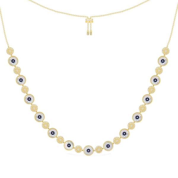 Verstellbare Halskette mit Lucky Eye Motiv – Silber gelbvergoldet