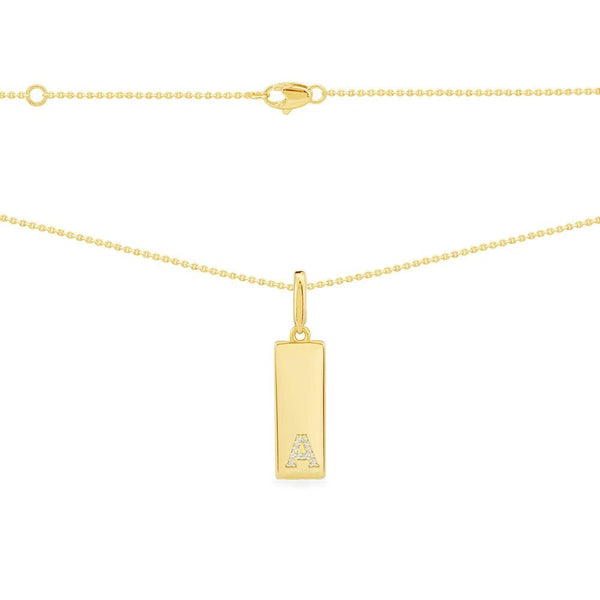 Halskette mit dem Buchstaben „A“ auf einer Plakette – Silber vergoldet