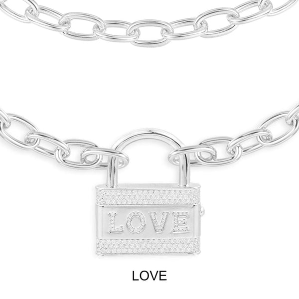 Schloss-Halskette mit LOVE-Motiv – Silber