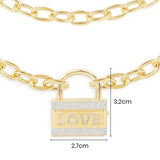 Collar candado LOVE adornado - plata dorada