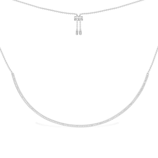 Grazile, verstellbare Halskette mit Pavé – Silber