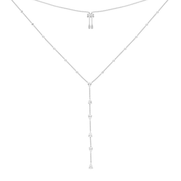 Verstellbare Y-Halskette mit Tropfenmotiv – Silber
