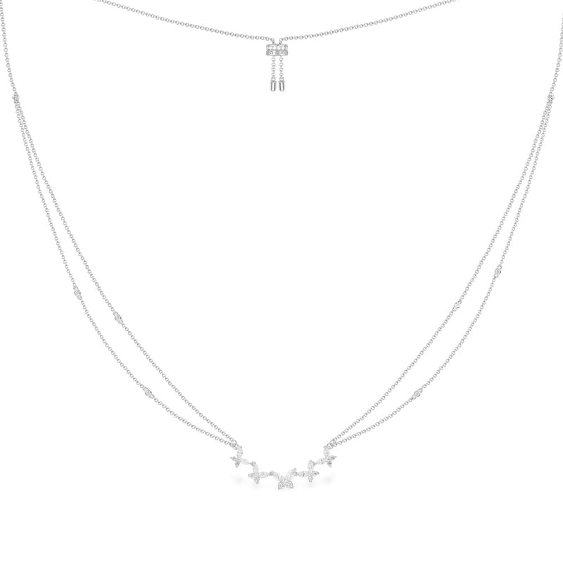 Collar de Cadena Doble Ajustable con Mariposas - plata