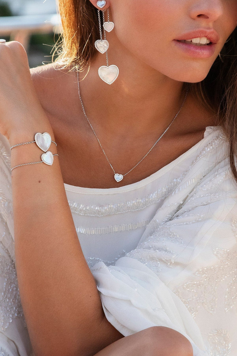 Mini White Nacre Heart Adjustable Necklace - silver APM Monaco