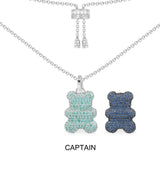 Verstellbare Captain Yummy Bear (Clip) Halskette – Silber
