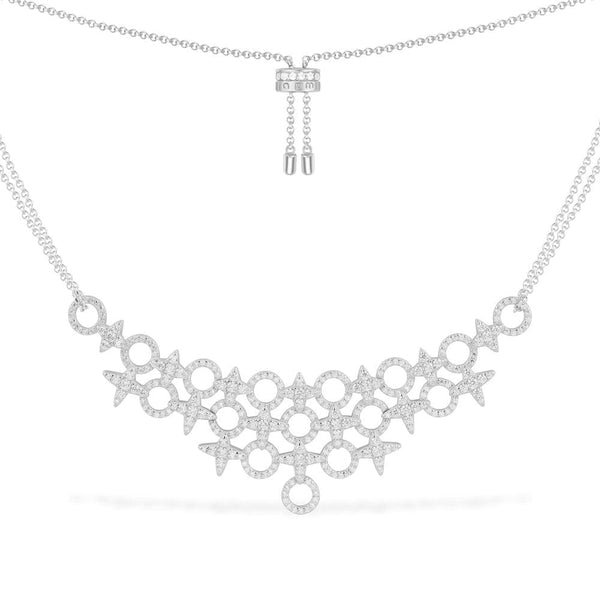Collar Ajustable Cadena Doble Météorites & Circles - plata