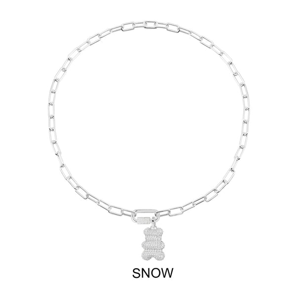 Halskette mit Snow Yummy Bear-Motiv (Clip) – Silber
